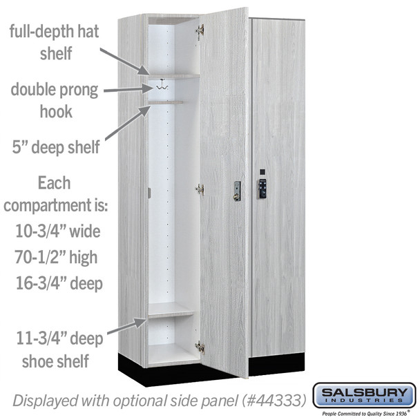 Salsbury 12" Wide Premier Wood Locker - Single Tier - 3 Wide - 6 Feet High - 18" Deep - Resettable Combination Locks
