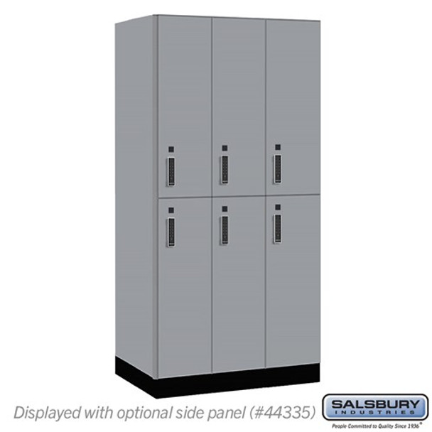 Salsbury 12" Wide Premier Wood Locker - Double Tier - 3 Wide - 6 Feet High - 21" Deep - Skyline Walnut - Electronic Locks