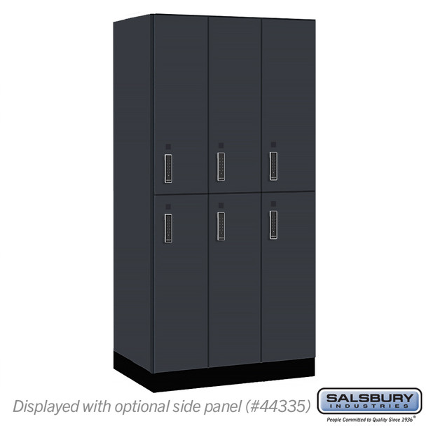 Salsbury 12" Wide Premier Wood Locker - Double Tier - 3 Wide - 6 Feet High - 21" Deep - Skyline Walnut - Electronic Locks