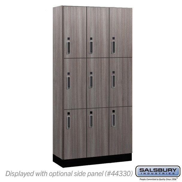 Salsbury 12" Wide Premier Wood Locker - Triple Tier - 3 Wide - 6 Feet High - 15" Deep - Skyline Walnut - Electronic Locks