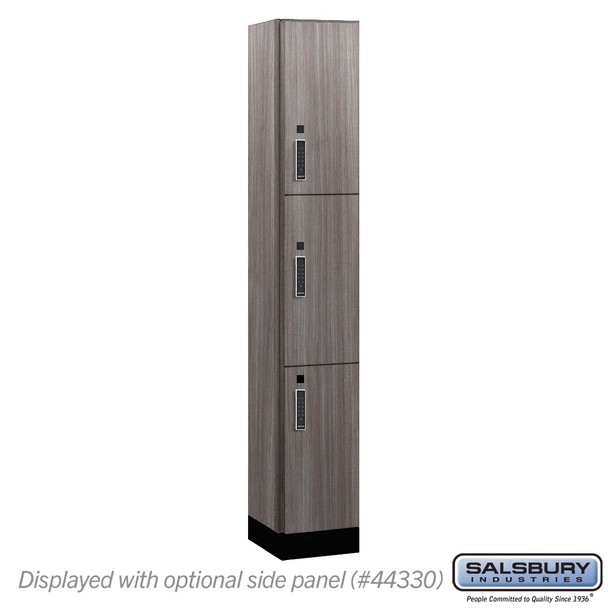 Salsbury 12" Wide Premier Wood Locker - Triple Tier - 1 Wide - 6 Feet High - 15" Deep - Skyline Walnut - Electronic Locks