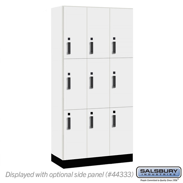 Salsbury 12" Wide Premier Wood Locker - Triple Tier - 3 Wide - 6 Feet High - 18" Deep - Skyline Walnut - Electronic Locks