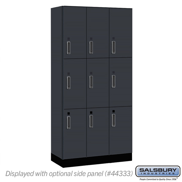 Salsbury 12" Wide Premier Wood Locker - Triple Tier - 3 Wide - 6 Feet High - 18" Deep - Skyline Walnut - Electronic Locks