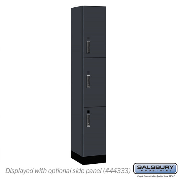 Salsbury 12" Wide Premier Wood Locker - Triple Tier - 1 Wide - 6 Feet High - 18" Deep - Skyline Walnut - Electronic Locks