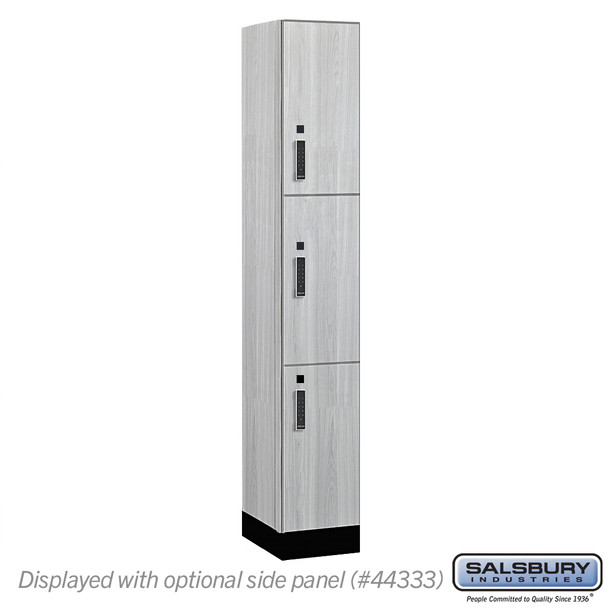 Salsbury 12" Wide Premier Wood Locker - Triple Tier - 1 Wide - 6 Feet High - 18" Deep - Skyline Walnut - Electronic Locks