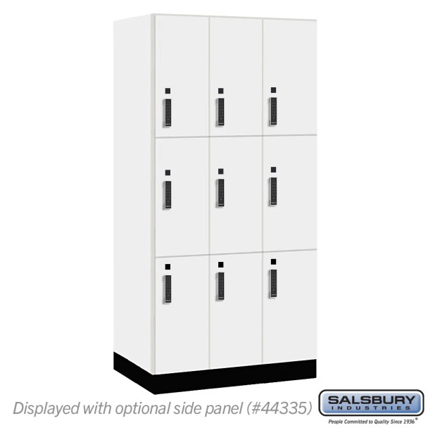 Salsbury 12" Wide Premier Wood Locker - Triple Tier - 3 Wide - 6 Feet High - 21" Deep - Skyline Walnut - Electronic Locks