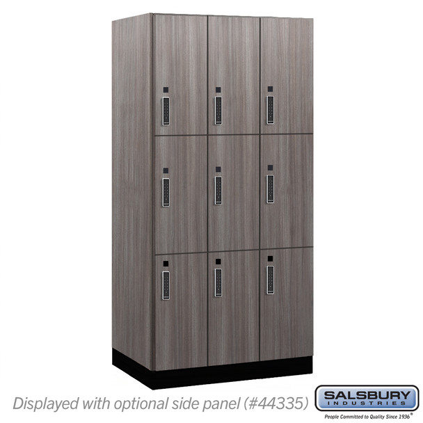 Salsbury 12" Wide Premier Wood Locker - Triple Tier - 3 Wide - 6 Feet High - 21" Deep - Skyline Walnut - Electronic Locks