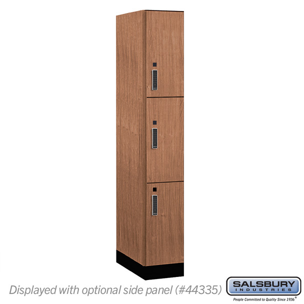 Salsbury 12" Wide Premier Wood Locker - Triple Tier - 1 Wide - 6 Feet High - 21" Deep - Skyline Walnut - Electronic Locks