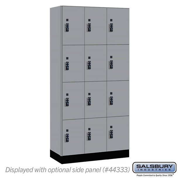 Salsbury 12" Wide Premier Wood Locker - Four Tier - 3 Wide - 6 Feet High - 18" Deep - Skyline Walnut - Resettable Combination Locks