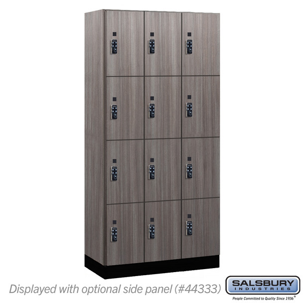 Salsbury 12" Wide Premier Wood Locker - Four Tier - 3 Wide - 6 Feet High - 18" Deep - Skyline Walnut - Resettable Combination Locks