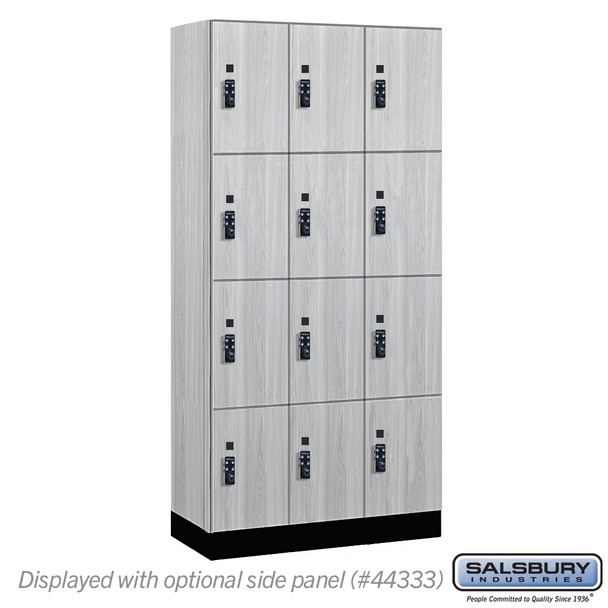 Salsbury 12" Wide Premier Wood Locker - Four Tier - 3 Wide - 6 Feet High - 18" Deep - Skyline Walnut - Resettable Combination Locks