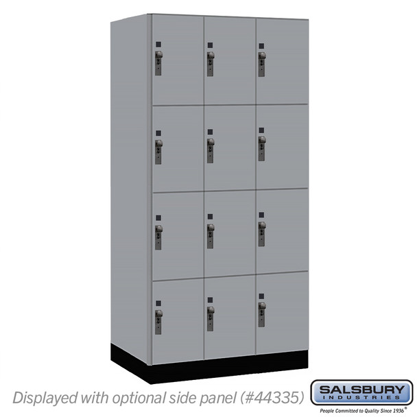 Salsbury 12" Wide Premier Wood Locker - Four Tier - 3 Wide - 6 Feet High - 21" Deep - Skyline Walnut - Hasp