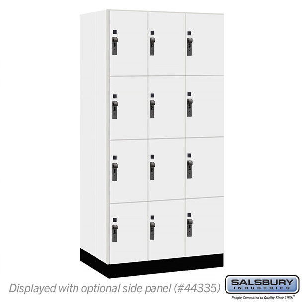 Salsbury 12" Wide Premier Wood Locker - Four Tier - 3 Wide - 6 Feet High - 21" Deep - Skyline Walnut - Hasp