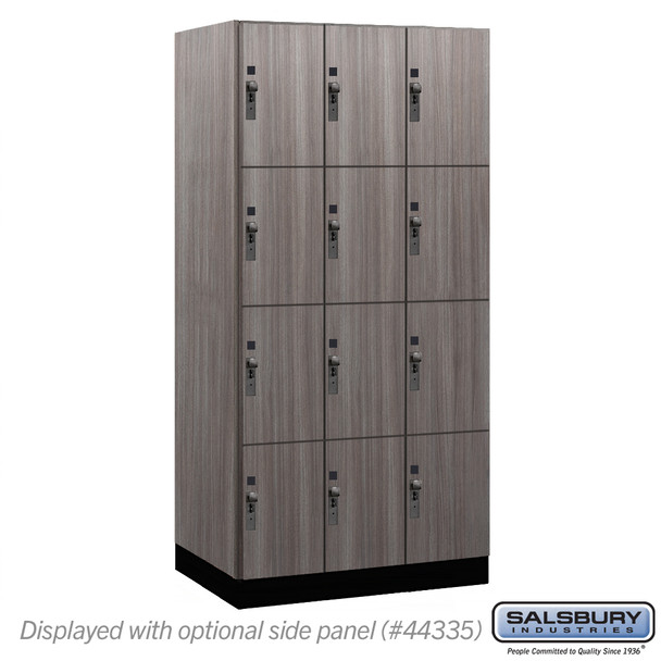 Salsbury 12" Wide Premier Wood Locker - Four Tier - 3 Wide - 6 Feet High - 21" Deep - Skyline Walnut - Hasp