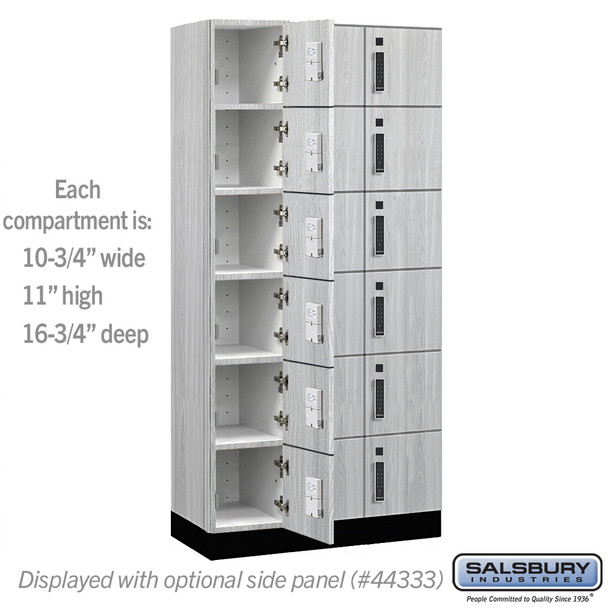 Wood Lockers - 12" Wide Premier Wood Locker - Six Tier Box Style - 3 Wide - 6 Feet High - 18" Deep - Electronic Locks