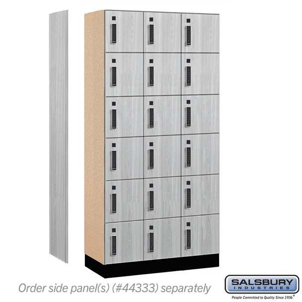 Wood Lockers - 12" Wide Premier Wood Locker - Six Tier Box Style - 3 Wide - 6 Feet High - 18" Deep - Electronic Locks