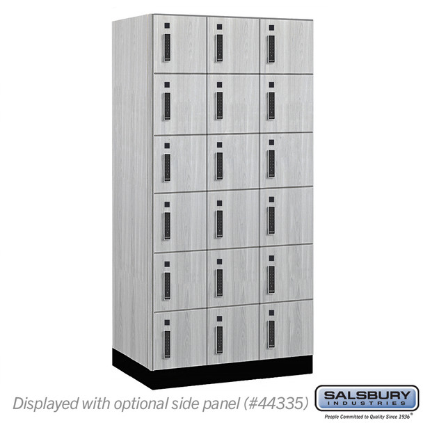 Premier Wood Locker - Six Tier Box Style - 3 Wide - 6 Feet High - 21" Deep Silver Teak