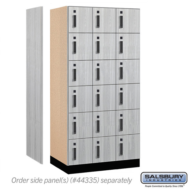 12" Wide Premier Wood Locker - Six Tier Box Style - 3 Wide - 6 Feet High - 21" Deep - Electronic Locks