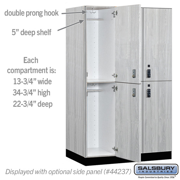 Salsbury 15" Wide Premier Wood Locker - Double Tier - 3 Wide - 6 Feet High - 24" Deep - Resettable Combination Locks