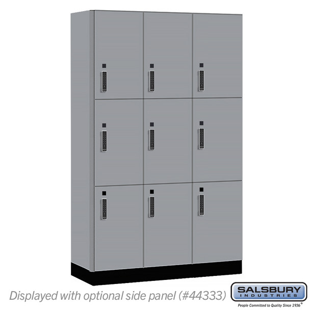 Salsbury 15" Wide Premier Wood Locker - Triple Tier - 3 Wide - 6 Feet High - 18" Deep - Skyline Walnut - Electronic Locks