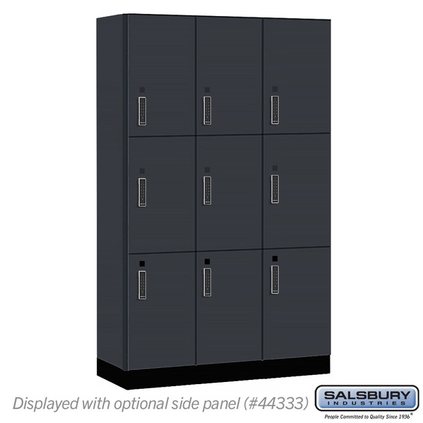 Salsbury 15" Wide Premier Wood Locker - Triple Tier - 3 Wide - 6 Feet High - 18" Deep - Skyline Walnut - Electronic Locks