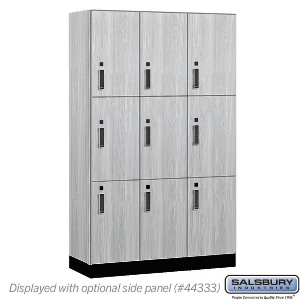 Salsbury 15" Wide Premier Wood Locker - Triple Tier - 3 Wide - 6 Feet High - 18" Deep - Skyline Walnut - Electronic Locks