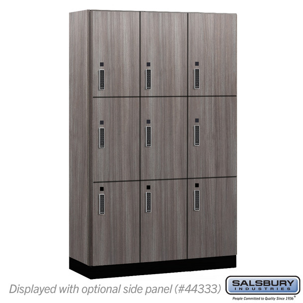 Salsbury 15" Wide Premier Wood Locker - Triple Tier - 3 Wide - 6 Feet High - 18" Deep - Skyline Walnut - Electronic Locks