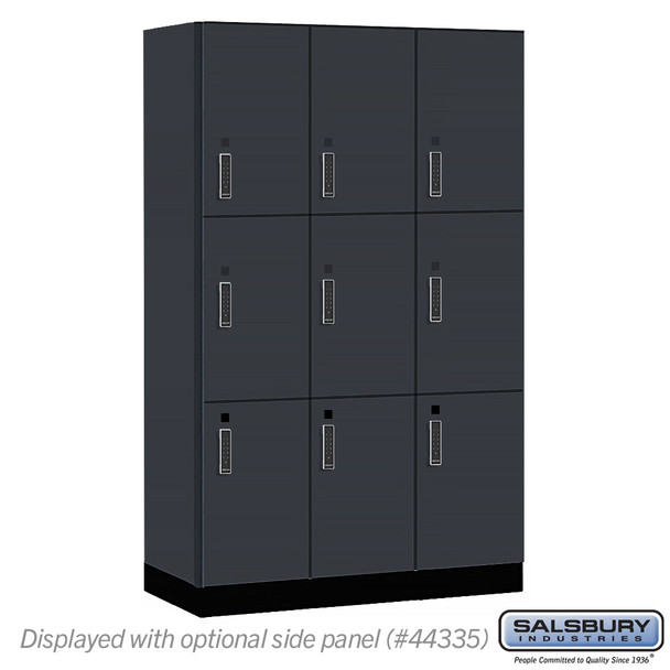 Salsbury 15" Wide Premier Wood Locker - Triple Tier - 3 Wide - 6 Feet High - 21" Deep - Skyline Walnut - Electronic Locks