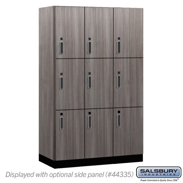 Salsbury 15" Wide Premier Wood Locker - Triple Tier - 3 Wide - 6 Feet High - 21" Deep - Skyline Walnut - Electronic Locks