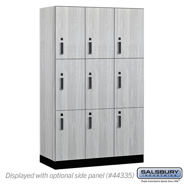 Salsbury 15" Wide Premier Wood Locker - Triple Tier - 3 Wide - 6 Feet High - 21" Deep - Skyline Walnut - Electronic Locks