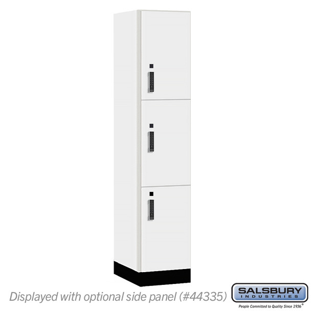 Salsbury 15" Wide Premier Wood Locker - Triple Tier - 1 Wide - 6 Feet High - 21" Deep - Arctic White - Electronic Locks