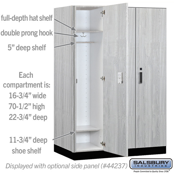Salsbury 18" Wide Premier Wood Locker - Single Tier - 3 Wide - 6 Feet High - 24" Deep - Electronic Locks