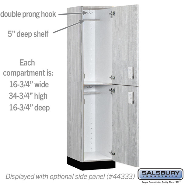 Salsbury 18" Wide Premier Wood Locker - Double Tier - 1 Wide - 6 Feet High - 18" Deep - Electronic Locks