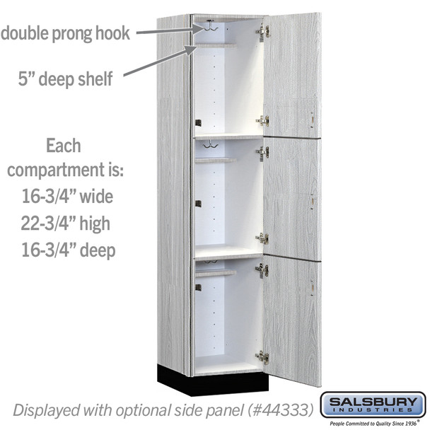 Salsbury 18" Wide Premier Wood Locker - Triple Tier - 1 Wide - 6 Feet High - 18" Deep  - Hasp