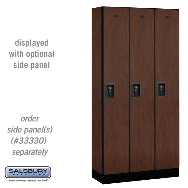 Salsbury 12" Wide Single Tier Designer Wood Locker - 1 Wide - 5 Feet High - 15 Inches Deep - Mahogany - Black Electronic Locks
