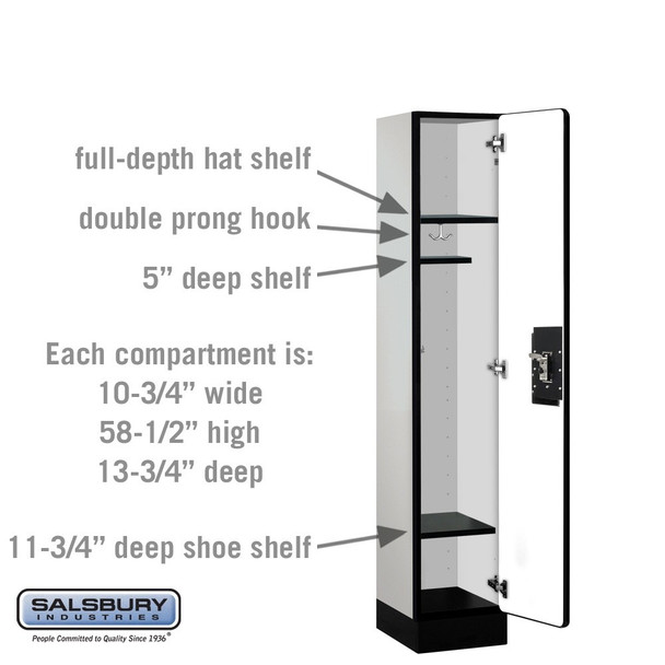 Salsbury 12" Wide Single Tier Designer Wood Locker - 1 Wide - 5 Feet High - 15 Inches Deep - - Resettable Combination Locks