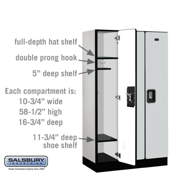 Salsbury 12" Wide Single Tier Designer Wood Locker - 3 Wide - 5 Feet High - 21 Inches Deep - - Electronic Locks