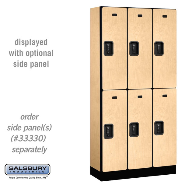 Salsbury 12" Wide Double Tier Designer Wood Locker - 3 Wide - 5 Feet High - 15 Inches Deep - - Resettable Combination Locks