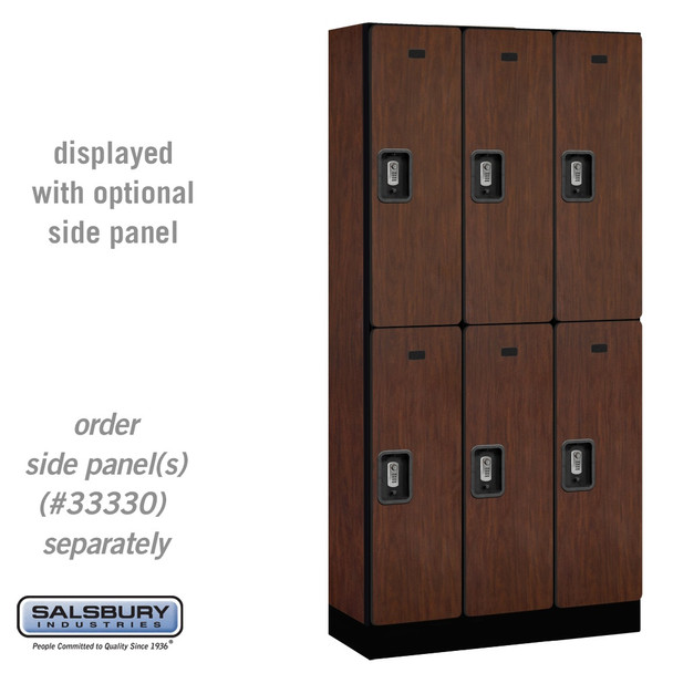 Salsbury 12" Wide Double Tier Designer Wood Locker - 3 Wide - 5 Feet High - 15 Inches Deep - - Resettable Combination Locks