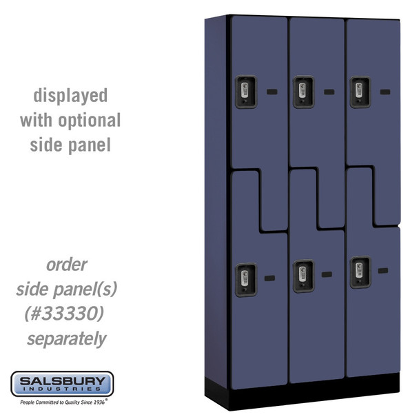 Salsbury 12" Wide Double Tier 'S' Style Designer Wood Locker - 3 Wide - 5 Feet High - 21 Inches Deep - - Electronic Locks