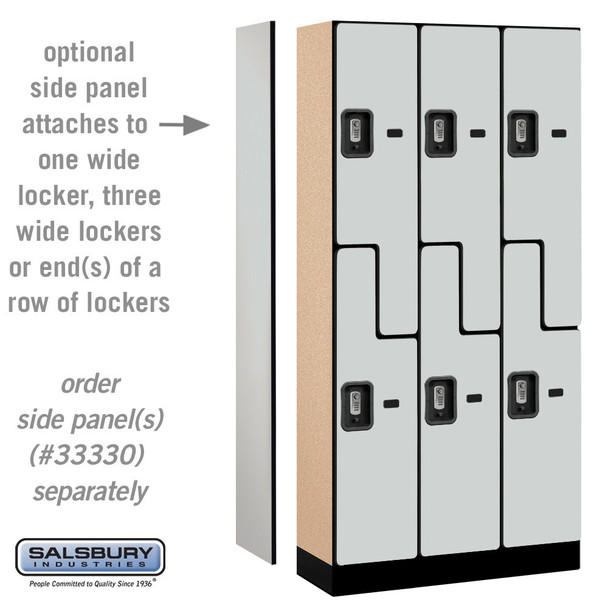 Salsbury 12" Wide Double Tier 'S' Style Designer Wood Locker - 3 Wide - 5 Feet High - 21 Inches Deep - - Electronic Locks