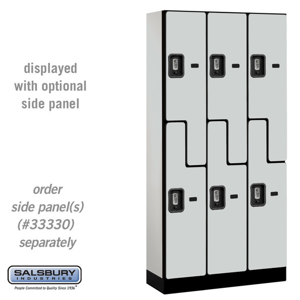Salsbury 12" Wide Double Tier 'S' Style Designer Wood Locker - 3 Wide - 5 Feet High - 21 Inches Deep - - Electronic Locks