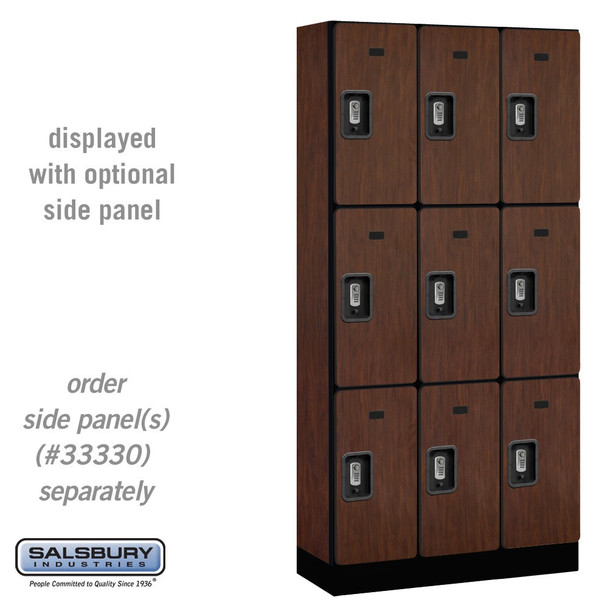 Salsbury 12" Wide Triple Tier Designer Wood Locker - 3 Wide - 6 Feet High - 15 Inches Deep - - Electronic Locks