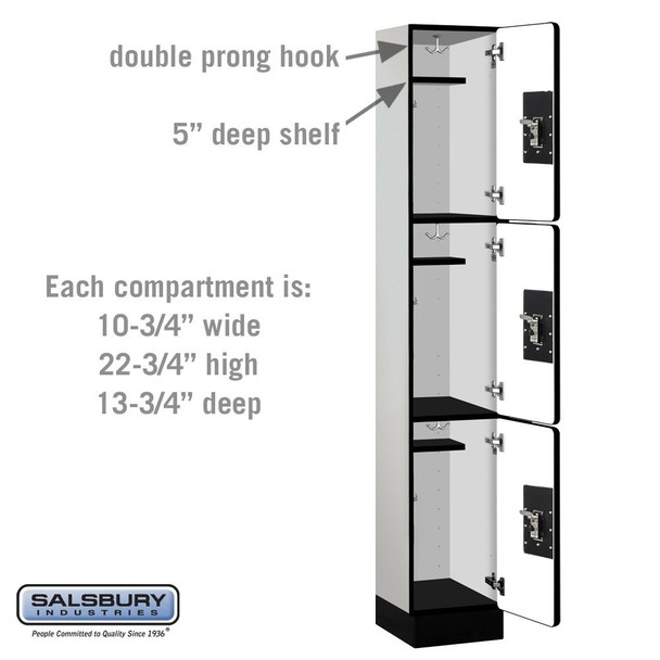 Salsbury 12" Wide Triple Tier Designer Wood Locker - 1 Wide - 6 Feet High - 18 Inches Deep - - Electronic Locks