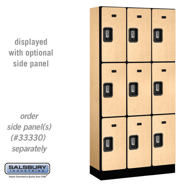 Salsbury 12" Wide Triple Tier Designer Wood Locker - 3 Wide - 5 Feet High - 21 Inches Deep - - Electronic Locks