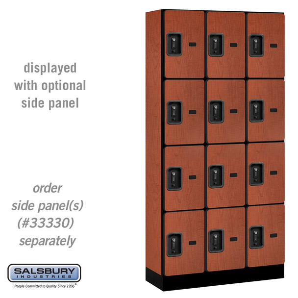 Salsbury 12" Wide Four Tier Designer Wood Locker - 3 Wide - 5 Feet High - 21 Inches Deep - - Resettable Combination Locks