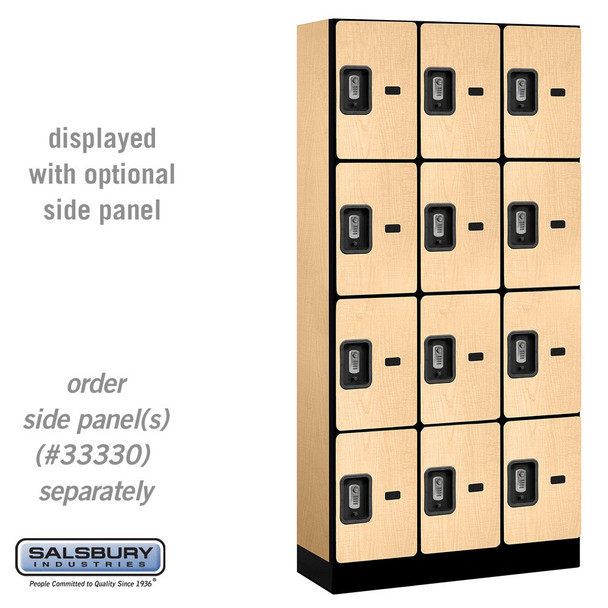 Salsbury 12" Wide Four Tier Designer Wood Locker - 3 Wide - 5 Feet High - 21 Inches Deep - - Electronic Locks