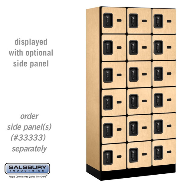Salsbury 12" Wide Five Tier Box Style Designer Wood Locker - 3 Wide - 5 Feet High - 15 Inches Deep - - Electronic Locks