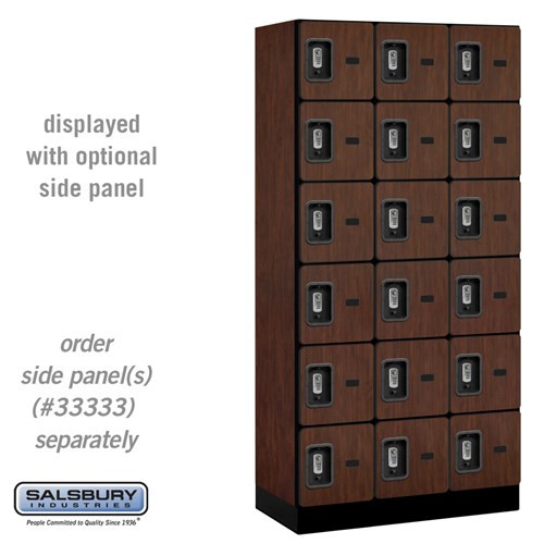 Salsbury 12" Wide Six Tier Box Style Designer Wood Locker - 3 Wide - 6 Feet High - 18 Inches Deep - - Electronic Locks