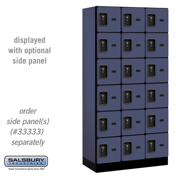 Salsbury 12" Wide Six Tier Box Style Designer Wood Locker - 3 Wide - 6 Feet High - 18 Inches Deep - - Electronic Locks